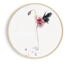 Staunton And Henry Round Pink Oriental Wall Art With Frame