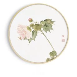 Staunton And Henry Round Pink Oriental Wall Art With Frame
