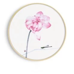 Staunton And Henry Round Pink Oriental Wall Art With Frame