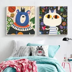 Staunton And Henry Wall Decor Colorful Kids Animal Wall Art With Frame