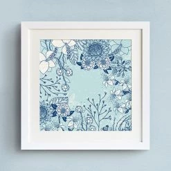 Staunton And Henry Blue Floral Wall Art With Frame Wall Decor