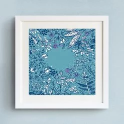 Staunton And Henry Blue Floral Wall Art With Frame Wall Decor