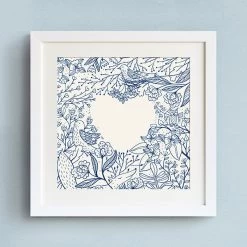 Staunton And Henry Blue Floral Wall Art With Frame Wall Decor