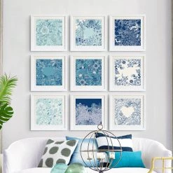 Staunton And Henry Blue Floral Wall Art With Frame Wall Decor