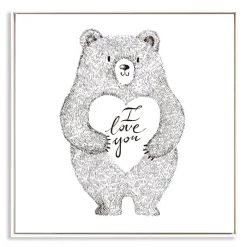 Staunton And Henry Black And White Bear Wall Art With Frame Wall Decor