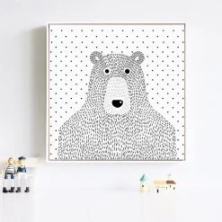 Staunton And Henry Black And White Bear Wall Art With Frame Wall Decor