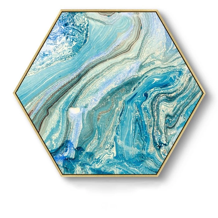 Staunton And Henry Hexagon Poured Liquid Wall Art With Frame Wall Decor 4 Staunton And Henry Hexagon Poured Liquid Wall Art With Frame Wall Decor
