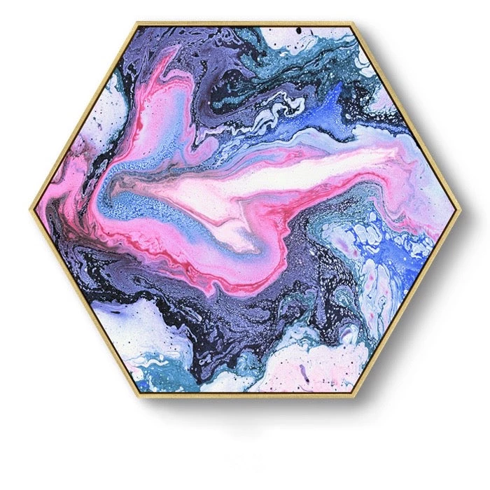 Staunton And Henry Hexagon Poured Liquid Wall Art With Frame Wall Decor 2 Staunton And Henry Hexagon Poured Liquid Wall Art With Frame Wall Decor