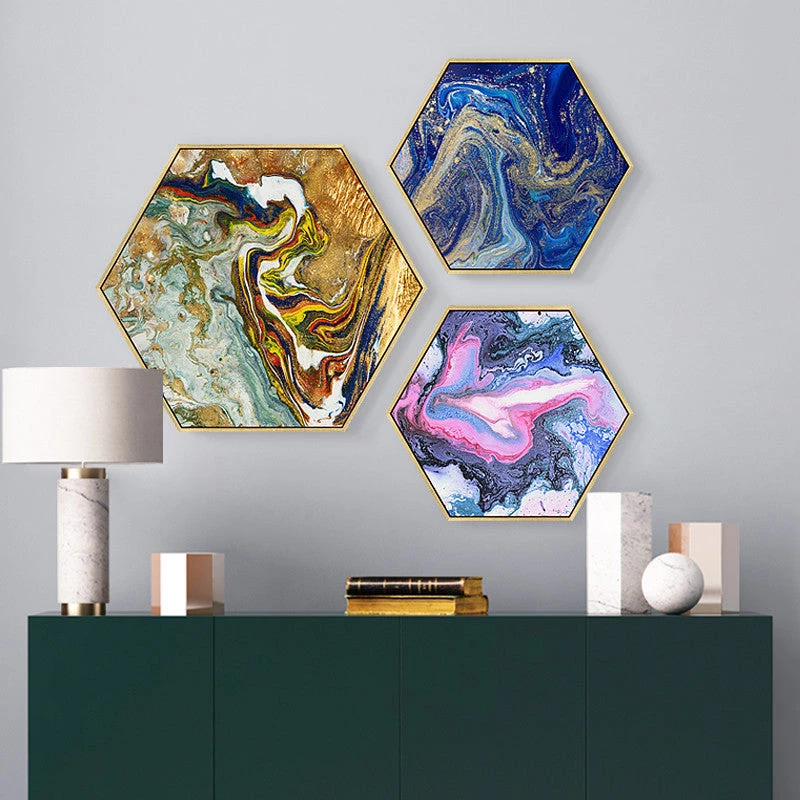 Staunton And Henry Hexagon Poured Liquid Wall Art With Frame Wall Decor 1 Staunton And Henry Hexagon Poured Liquid Wall Art With Frame Wall Decor