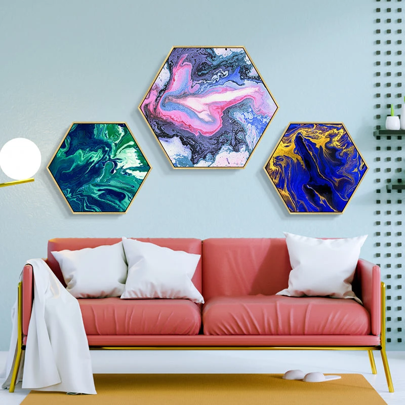Staunton And Henry Hexagon Poured Liquid Wall Art With Frame Wall Decor 8 Staunton And Henry Hexagon Poured Liquid Wall Art With Frame Wall Decor