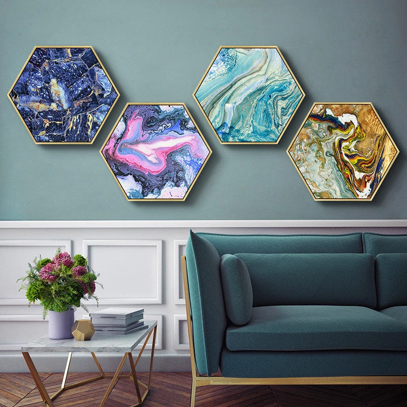 Staunton And Henry Hexagon Poured Liquid Wall Art With Frame Wall Decor 10 Staunton And Henry Hexagon Poured Liquid Wall Art With Frame Wall Decor