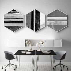 Staunton And Henry Hexagon Black And White Wall Art With Frame Wall Decor