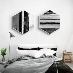Staunton And Henry Hexagon Black And White Wall Art With Frame Wall Decor