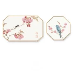 Staunton And Henry Oriental Birds Wall Art - Matching Set Of 2 Wall Decor