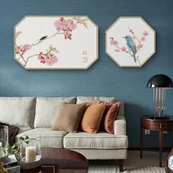 Staunton And Henry Oriental Birds Wall Art - Matching Set Of 2 Wall Decor