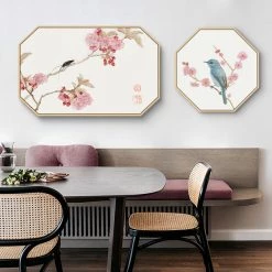 Staunton And Henry Oriental Birds Wall Art - Matching Set Of 2 Wall Decor