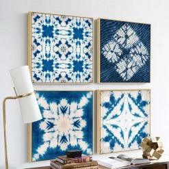 Staunton And Henry Blue And White Tie Dye Wall Art With Frame