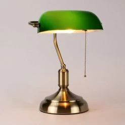 Staunton And Henry Vintage Bankers Lamp In Green Lighting