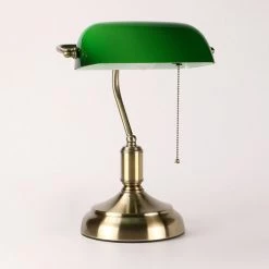 Staunton And Henry Vintage Bankers Lamp In Green Lighting
