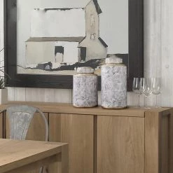 Staunton And Henry Grey Marble Urn Vase With Gold Trim