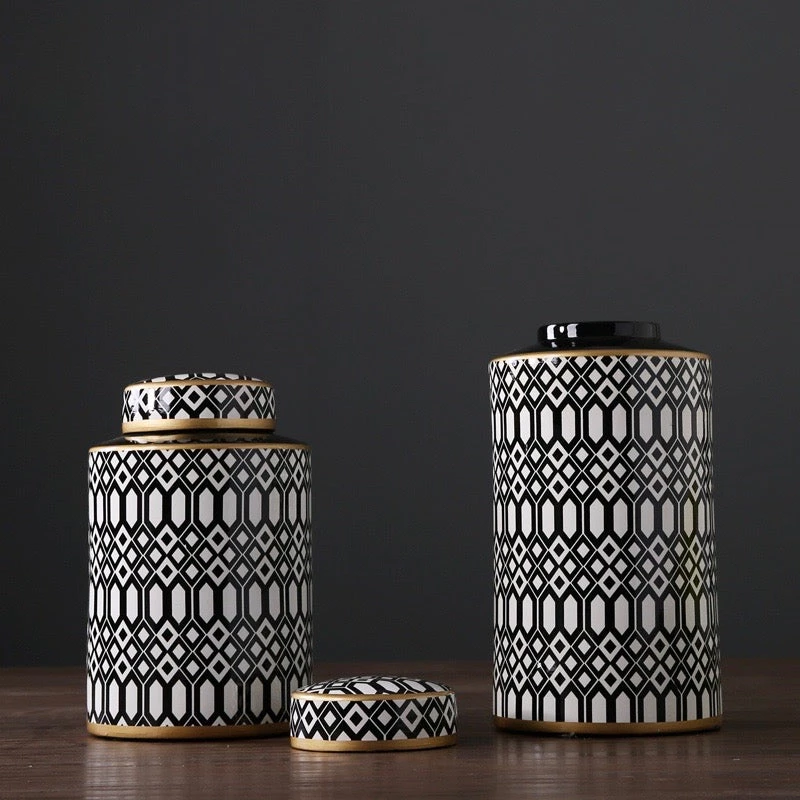 Staunton And Henry Home Accessories Round Black And White Urn Vase 4 Staunton And Henry Home Accessories Round Black And White Urn Vase