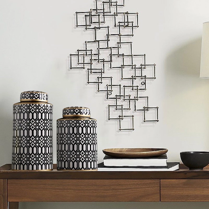 Staunton And Henry Home Accessories Round Black And White Urn Vase 2 Staunton And Henry Home Accessories Round Black And White Urn Vase