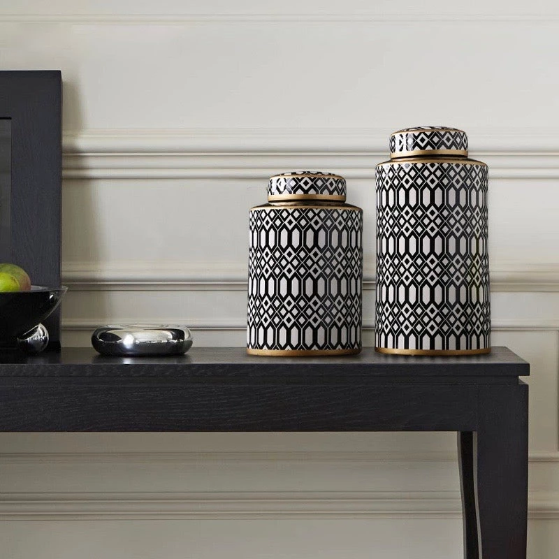 Staunton And Henry Home Accessories Round Black And White Urn Vase 3 Staunton And Henry Home Accessories Round Black And White Urn Vase