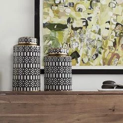 Staunton And Henry Home Accessories Round Black And White Urn Vase