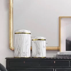 Staunton And Henry Home Accessories White Marble Pattern Urn Vase