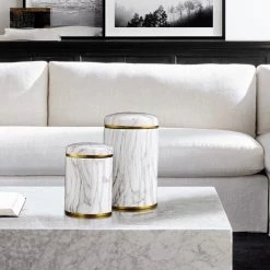 Staunton And Henry Home Accessories White Marble Pattern Urn Vase