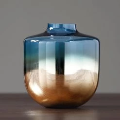 Staunton And Henry Home Accessories Blue And Bronze Glass Vase