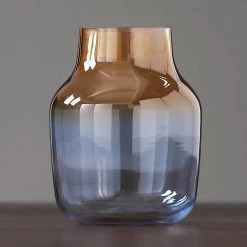 Staunton And Henry Home Accessories Blue And Bronze Glass Vase