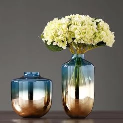 Staunton And Henry Home Accessories Blue And Bronze Glass Vase