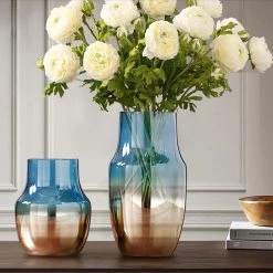 Staunton And Henry Home Accessories Blue And Bronze Glass Vase