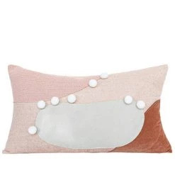 Staunton And Henry Pink And White Geometric Pattern Bed Cushion Set Home Accessories
