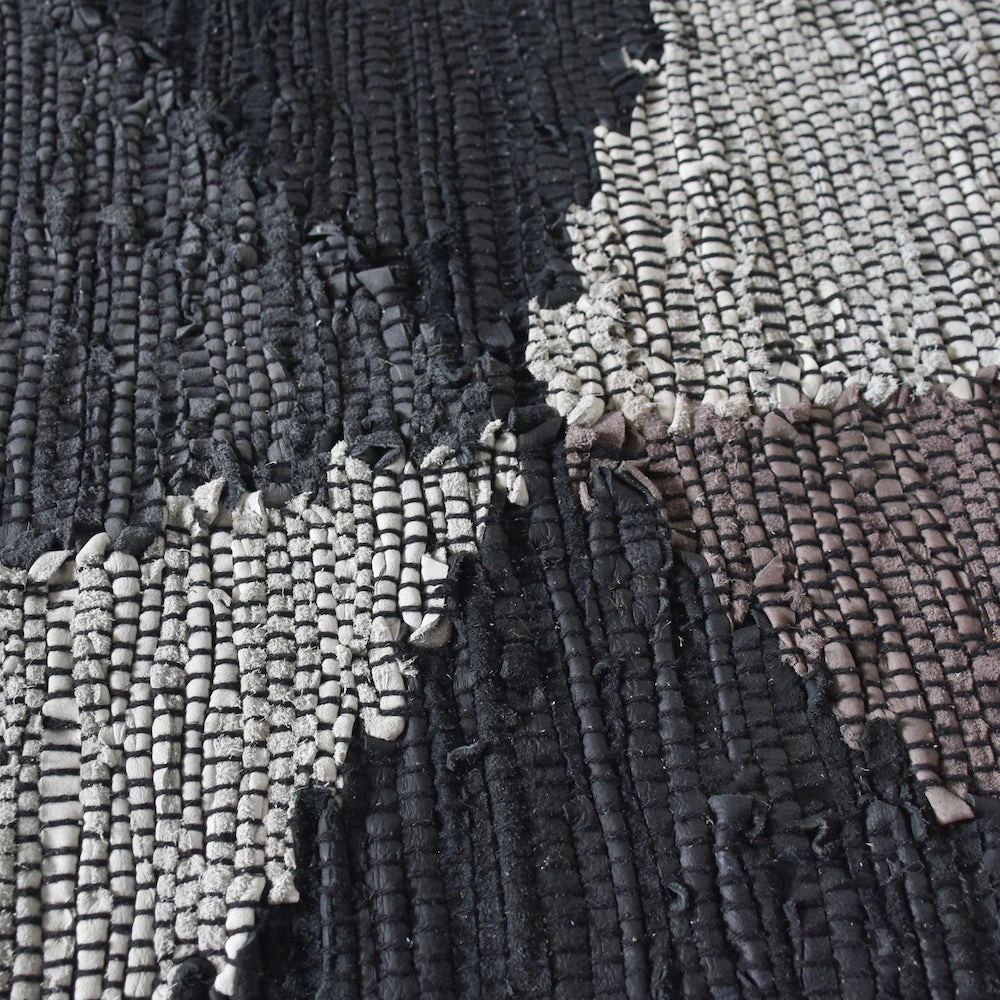 Staunton And Henry Raphael Black And Grey Woven Leather Rug Rugs 3 Staunton And Henry Raphael Black And Grey Woven Leather Rug Rugs