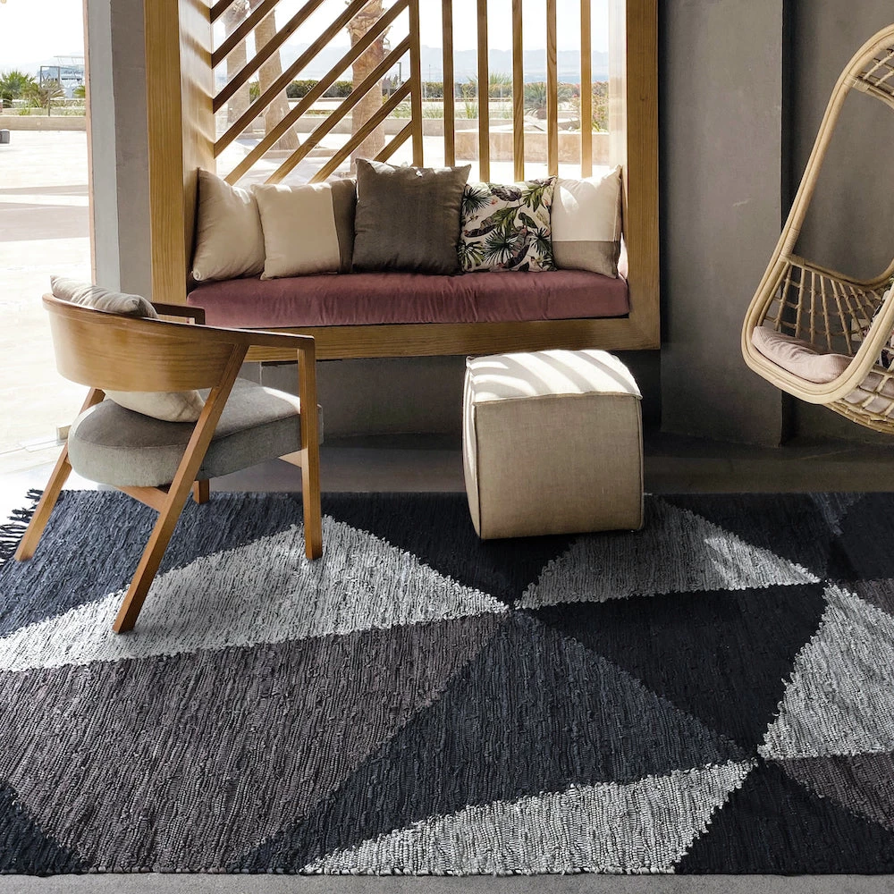 Staunton And Henry Raphael Black And Grey Woven Leather Rug Rugs 1 Staunton And Henry Raphael Black And Grey Woven Leather Rug Rugs