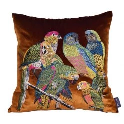 Staunton And Henry Home Accessories Parrot Embroidered Throw Cushion