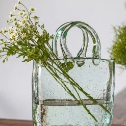 Staunton And Henry Pink Tote Bag Glass Vase