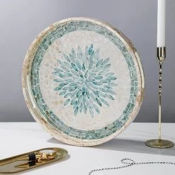 Staunton And Henry Mother Of Pearl Floral Round Tray