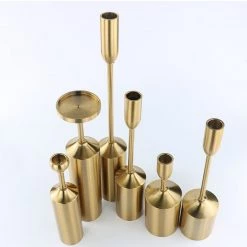 Staunton And Henry Home Accessories Gold Candlestick Holder - Set Of 6