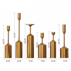 Staunton And Henry Home Accessories Gold Candlestick Holder - Set Of 6