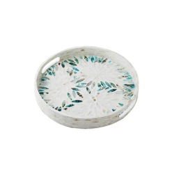 Staunton And Henry Mother Of Pearl Floral Round Tray
