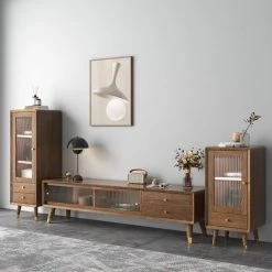 Staunton And Henry Midcentury Modern Walnut TV Cabinet With Drawers Furniture