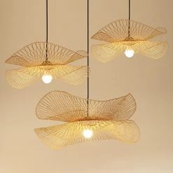 Staunton And Henry Lighting Modern Wicker Lotus Leaf Ceiling Light