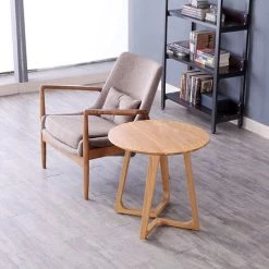 Staunton And Henry Oak Wood Round Side Table Furniture