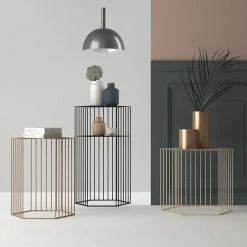 Staunton And Henry Furniture Hexagon Metal Frame Side Table