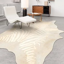 Staunton And Henry Premium Zebra Print White Faux Cowhide Rug Rugs