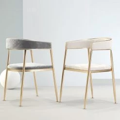 Staunton And Henry Ella Velvet Dining Chairs With Gold Legs (Set Of 2) Furniture