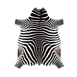 Staunton And Henry Premium Zebra Print White Faux Cowhide Rug Rugs